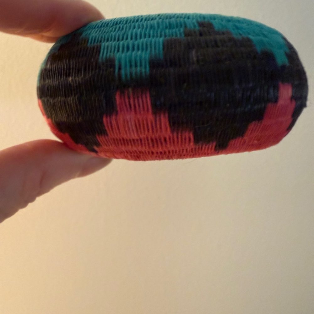Handwoven Pink and Teal Women’s Statement Bracelet